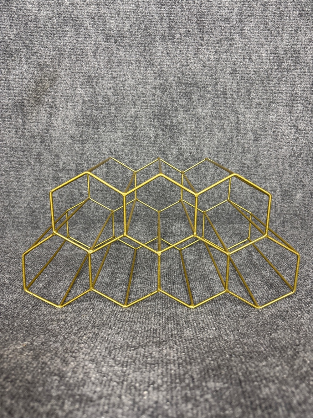 Hexagonal Honeycomb Gold Metal Wine Rack